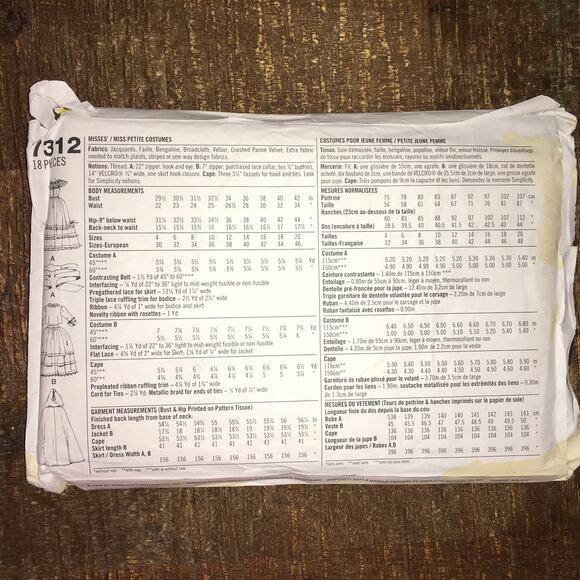 Simplicity Sewing Pattern 7215 Misses Costume Scarlett O'Hara Dress 10-14 UNCUT - Picture 2 of 2